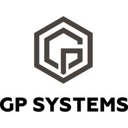 Logo mit sechseckigem Symbol und Schriftzug "GP SYSTEMS" darunter, in schwarzer Schrift.