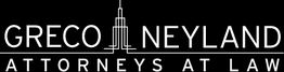 "Greco Neyland logo with Attorneys at Law text and stylized building design in the center."