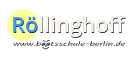 Logo mit Text: "Röllinghoff" und "www.bootsschule-berlin.de".