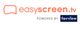 Logo met tekst "easyscreen.tv powered by fairview" in oranje en blauw.