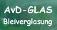 Text "AvD-GLAS Bleiverglasung" auf grünem Hintergrund.