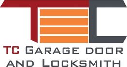 Logo of TC Garage Door and Locksmith with red, orange, and gray design elements.