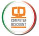 Logo "Computer Discount" arancione su sfondo bianco con bordo tricolore verde, bianco e rosso.
