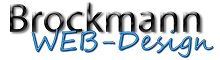 Text: "Brockmann WEB-Design" in schwarzer und blauer Schrift.