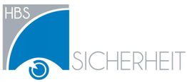 Logo mit blauem und grauem Design, Text: "HBS SICHERHEIT".