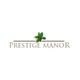"Prestige Manor logo with oak leaves above the text."