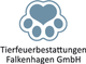 Pfote mit Herz und Text: "Tierfeuerbestattungen Falkenhagen GmbH".
