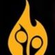 Logo stilizzato con due cerchi arancioni su sfondo nero, simile a una fiamma.