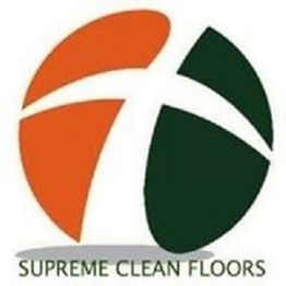 Logo of Supreme Clean Floors with an orange and green abstract circular design.