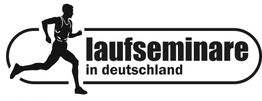 Silhouette eines Läufers neben dem Text "laufseminare in deutschland".