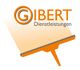 Logo mit orangefarbenem Schriftzug "GIBERT Dienstleistungen" und Reinigungsschaber darunter.