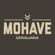 Logo da Cervejaria Mohave com fundo marrom e letras creme.