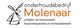 Logo van Onderhoudsbedrijf Molenaar met molen, gespecialiseerd in schilderen en houtreparaties.