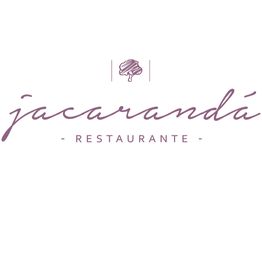 Logo do Restaurante Jacarandá, com fonte cursiva roxa e ícone de árvore acima do nome.