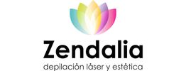 Logo con flor colorida y texto: "Zendalia depilación láser y estética".
