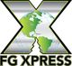 Logo mit großem "X", in dem eine Weltkarte sichtbar ist, darunter steht "FG Xpress".