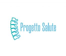 Logo con spina dorsale stilizzata e testo "Progetto Salute" in azzurro su sfondo bianco.