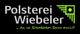 Firmenlogo: "Polsterei Wiebeler" mit grünem Design und Slogan „...da, wo Stoffe Spaß macht!“.