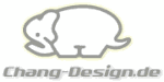 Skizzenhafter Elefant mit dem Schriftzug „Chang-Design.de“ darunter.
