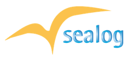Logo de texto amarillo "Yellow" y azul "sealog" con fondo transparente.