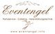 Logo "Eventengel" mit Engelfigur und Text: Partyservice, Catering, Veranstaltungstechnik.
