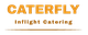 Logotipo de Caterfly con las palabras "Inflight Catering" en texto dorado sobre fondo oscuro.