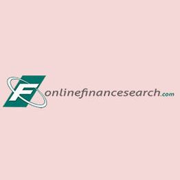 Logo with green "F" and text: onlinefinancesearch.com on a pink background.