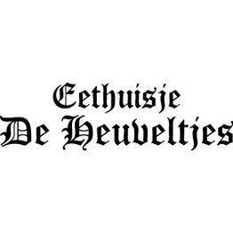 "Eethuisje De Heuveltjes" in gotisch lettertype, zwart op wit.