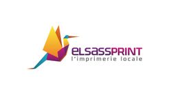 Logo coloré d'Elsassprint avec un oiseau stylisé et texte "l'imprimerie locale".