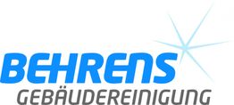 Logo der Behrens Gebäudereinigung mit einem blauen Schriftzug und einem stilisierten Stern.