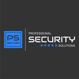 Logo von "PS Secure" mit blauem Rahmen und Schriftzug "Professional Security Solutions".