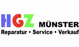 Logo mit Text: "HGZ Münster, Reparatur, Service, Verkauf".