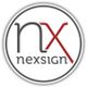 Logo mit den Buchstaben "nx" und dem Wort "nexsign" in einem runden Rahmen.