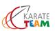 Logo mit Schriftzug "Karate Team" und buntem, stilisiertem Pfeil.