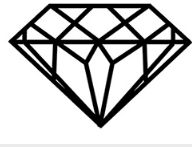 Outline drawing of a diamond with geometric facets, depicted in black and white.