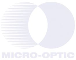 Logo mit zwei überlappenden Kreisen und dem Text "MICRO-OPTIC" darunter.