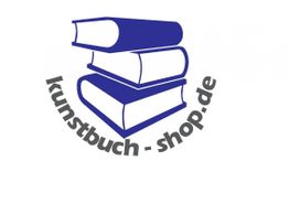 Logo mit drei gestapelten blauen Büchern und Text "kunstbuch-shop.de".
