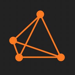 Diagramma arancione con linee e punti su sfondo nero.