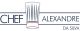 Logo com chapéu de chef e texto: "Chef Alexandre da Silva".