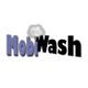 Logo mit Text "MobiWash", über "i" eine Seifenblase, blauer und schwarzer Schrift.
