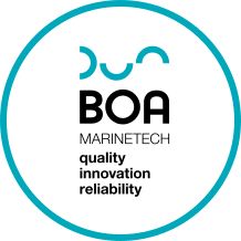 Logo von BOA Marinetech mit den Worten "quality, innovation, reliability".