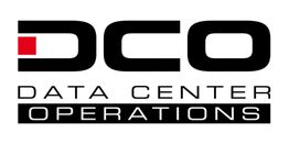 DCO-Logo mit Schriftzug "Data Center Operations" in Schwarz und Rot.