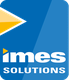 Blaues Logo mit gelben Dreiecken und Text: "imes SOLUTIONS".