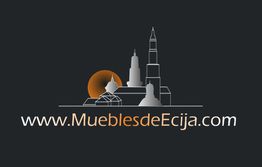 Silueta de edificios con un sol detrás y el texto "www.MueblesdeEcija.com".