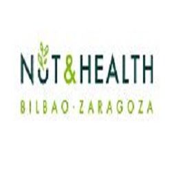 Logotipo de Nut&Health con texto "Bilbao - Zaragoza", letras verdes sobre fondo blanco.