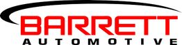 Logo of Barrett Automotive with bold red text and a black curved line above.