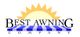 Logo of Best Awning Company with a sun over a blue and white striped awning.