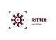 Logo mit stilisiertem Schneeflocken-Muster, einem "R" in der Mitte und dem Text "RITTER, DIE SCHÄRFEREI".