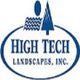High Tech Landscapes, Inc. logo with wavy lines and tree icon inside an oval.