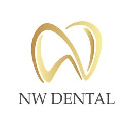 Golden tooth logo with "NW Dental" text below on a white background.